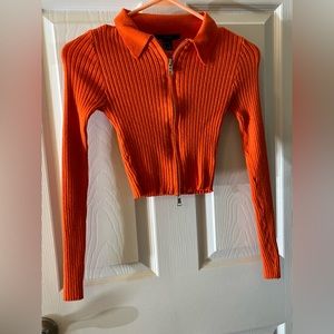 COPY - Forever 21 Cropped Long Sleeve Orange Ribbed Sweater